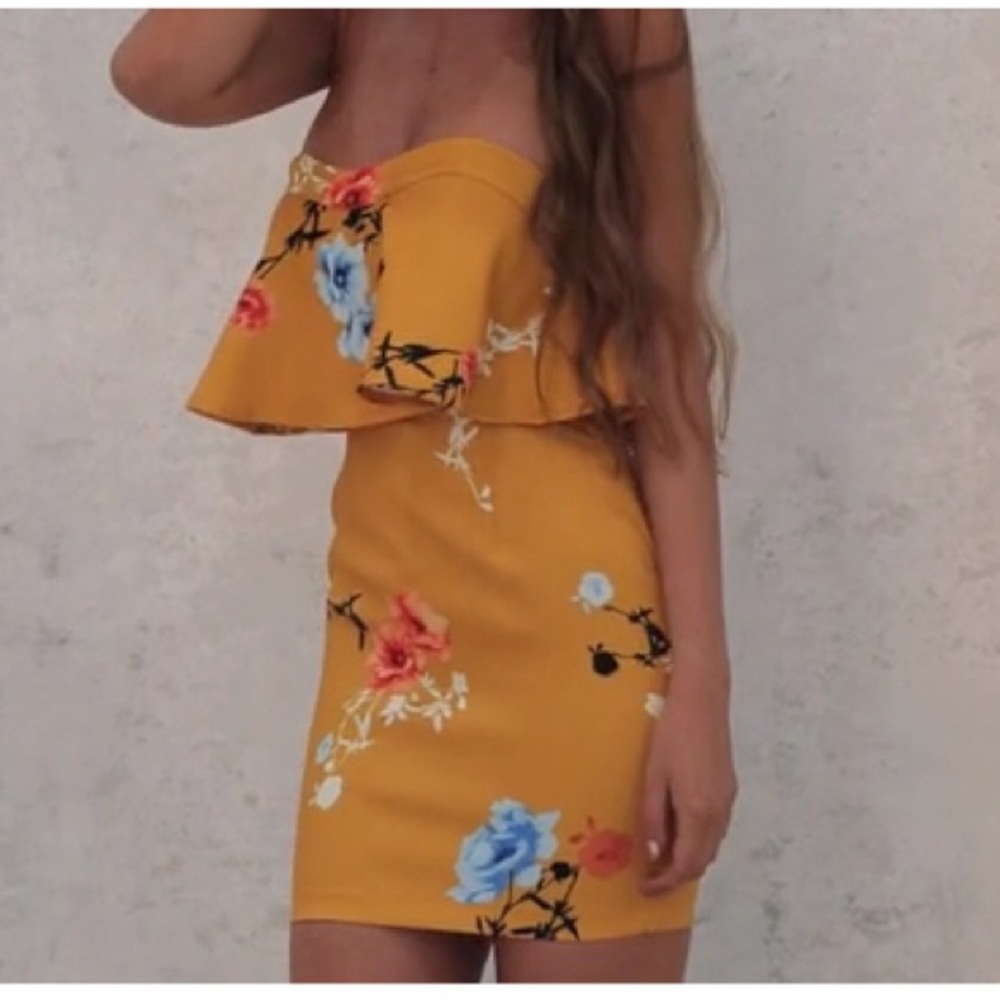 Mustard Been You Floral Dress